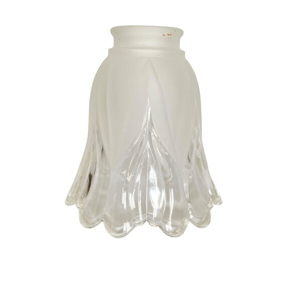 Frosted Glass Light Cover Shade Tulip Style Clear 5in Diameter Replacement - Picture 2 of 10